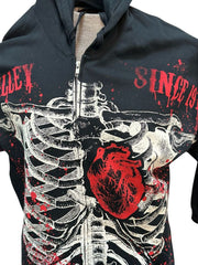 Load image into Gallery viewer, Monster Print Rib and Heart Zip Up Hoodie