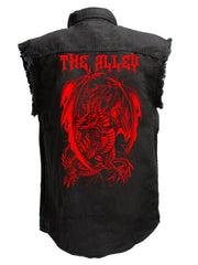 Load image into Gallery viewer, Gothic Red Dragon Sleeveless Button Up Shirt