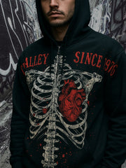 Load image into Gallery viewer, Monster Print Rib and Heart Zip Up Hoodie