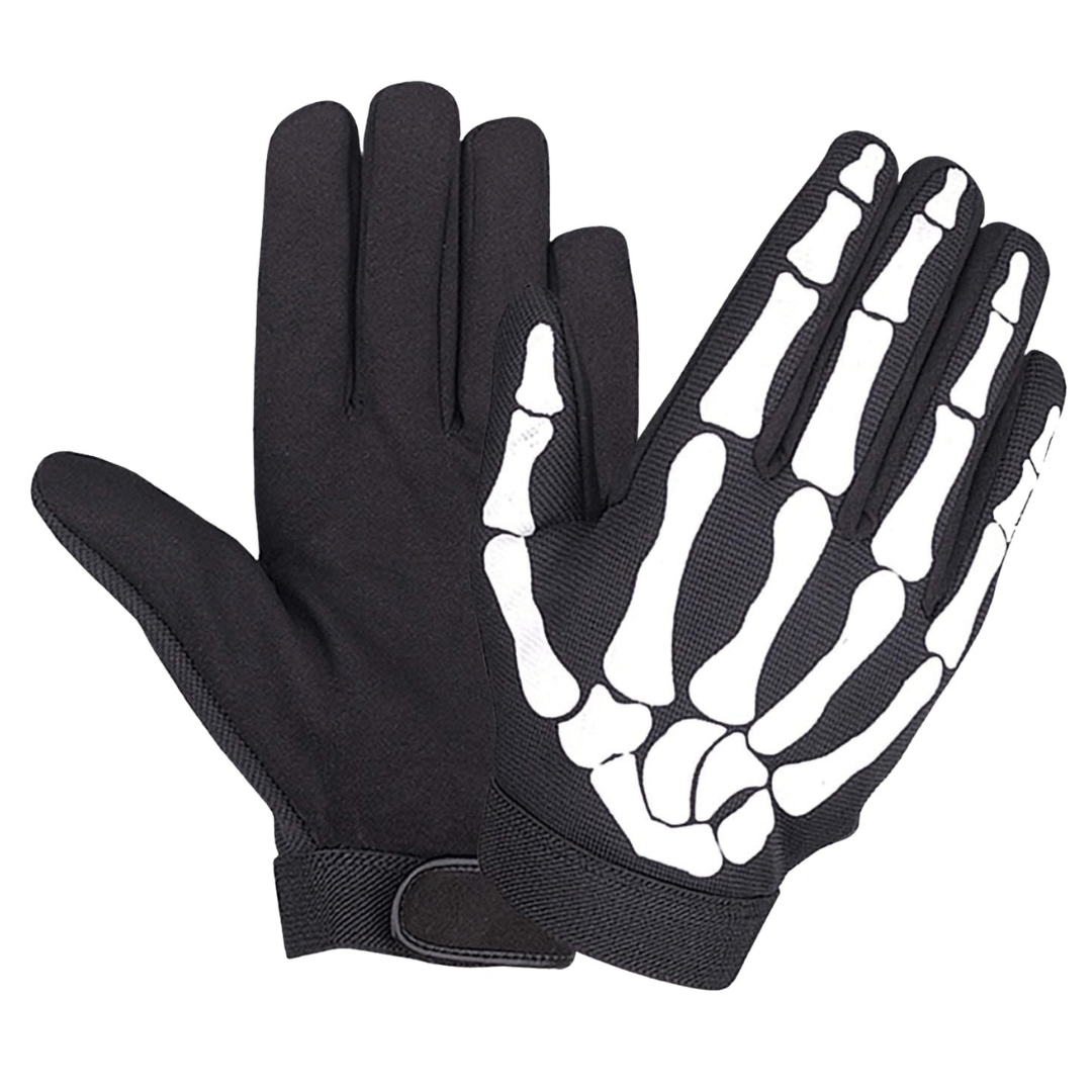 White on Black Skeleton Gloves