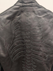 Load image into Gallery viewer, Skeleton Bones Black on Black Leather Jacket