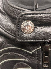 Load image into Gallery viewer, Skeleton Bones Black on Black Leather Jacket