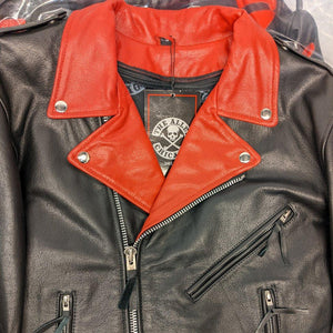 Classic Mens Leather with Red Collar Detail - The Alley Chicago