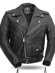 Load image into Gallery viewer, Mens Leather Motorcycle Jacket