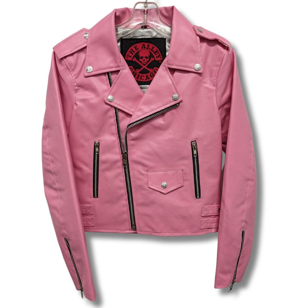 Pink Womens Vegan Leather Jacket - The Alley Chicago