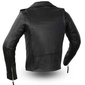 Premium Womens Leather Motorcycle Jacket Rear