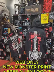 Load and play video in Gallery viewer, Monster Print Rib and Heart Zip Up Hoodie