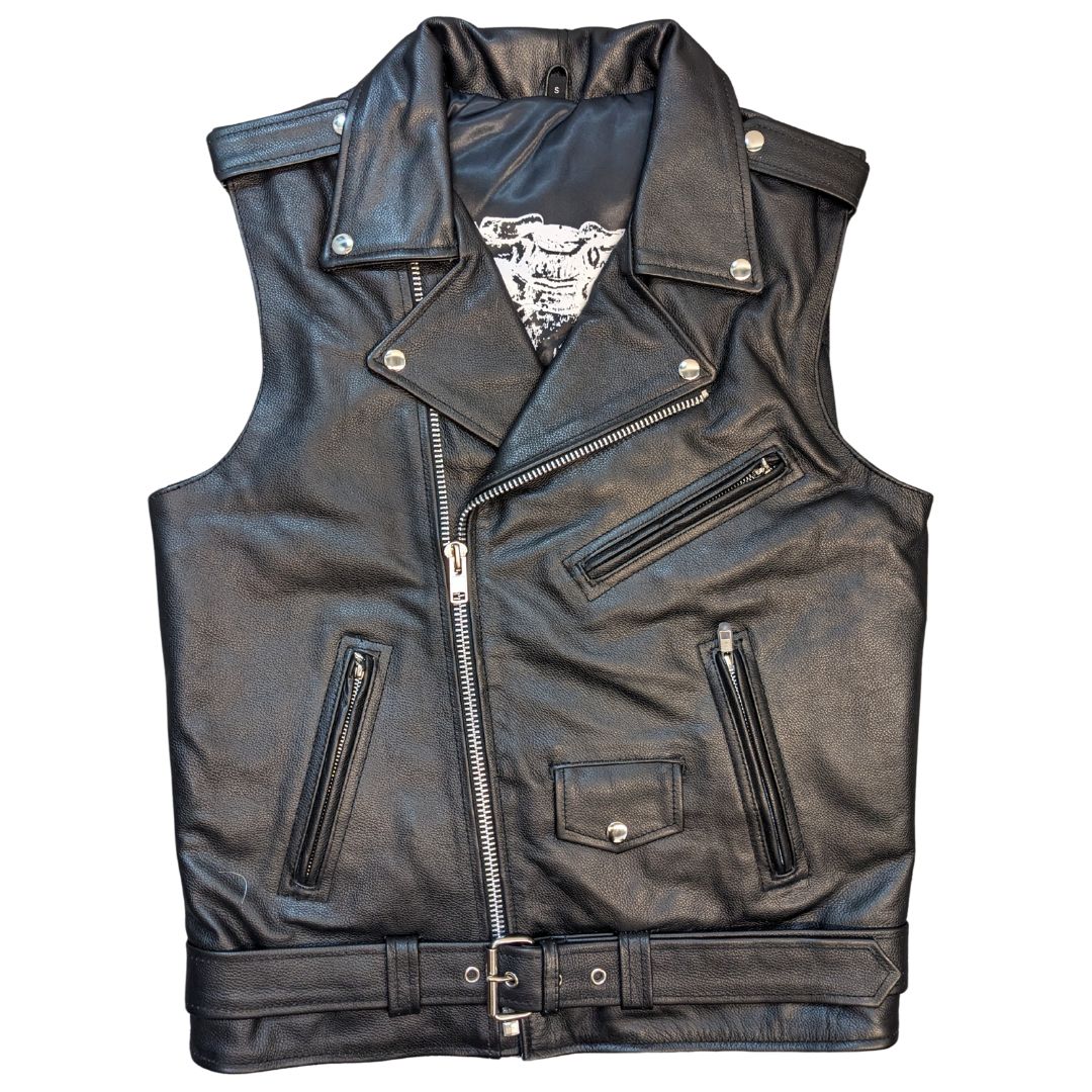 Rockin' Mens Leather Jacket Style Vest - Main Image