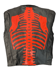 Load image into Gallery viewer, Skeleton Bones Red on Black Classic Style Leather Jacket - The Alley Chicago