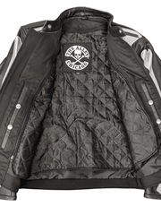 Load image into Gallery viewer, Skeleton Bones Silver on Black Leather Jacket - The Alley Chicago