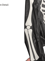Load image into Gallery viewer, Skeleton Bones White on Black Leather Jacket-sleeve detail