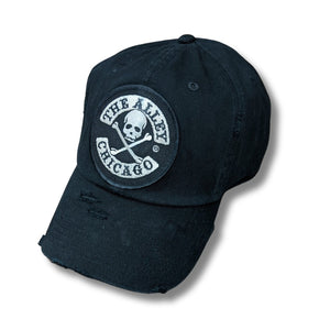 The Alley Silver Logo Black Baseball Hat - The Alley Chicago