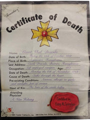 Load image into Gallery viewer, Dracula Doll Death Certificate