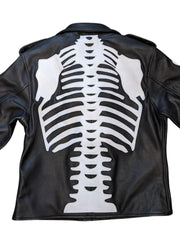 Load image into Gallery viewer, Womens White Skeleton Bones Classic Motorcycle Jacket - The Alley Chicago