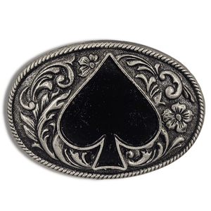 Ace of Spades on Oval Belt Buckle
