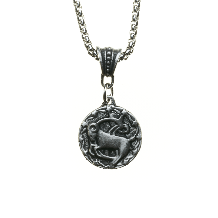 Capricorn Zodiac Roman Coin Style Necklace