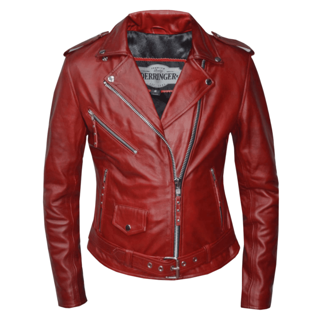 Classic Womens Lipstick Red Leather Motorcycle Jacket Classic Womens Lipstick Red Leather Motorcycle Jacket