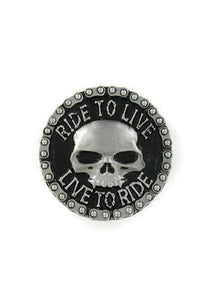 Belts & Buckles - Classic Vampire Skull "Ride To Live - Live To Ride" Bike Chain Belt Buckle