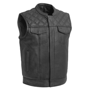 Downside Mens Leather Vest with Black Stitching