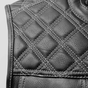 Downside Mens Leather Vest with White Stitching