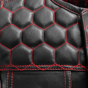 Hornet Mens Leather Vest with Red Stitching