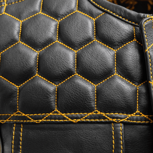 Hornet Mens Leather Vest with Gold Stitching