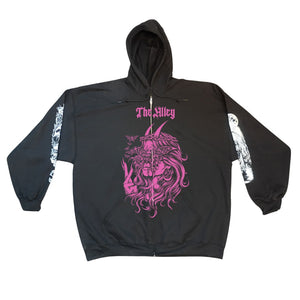 Moth Lady Zip Up Hoodie with Printed Sleeves. | The Alley