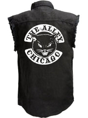 Load image into Gallery viewer, Black Cat Sleeveless Button Up Shirt
