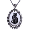Black Cat in Skull Frame Steel Chain Necklace