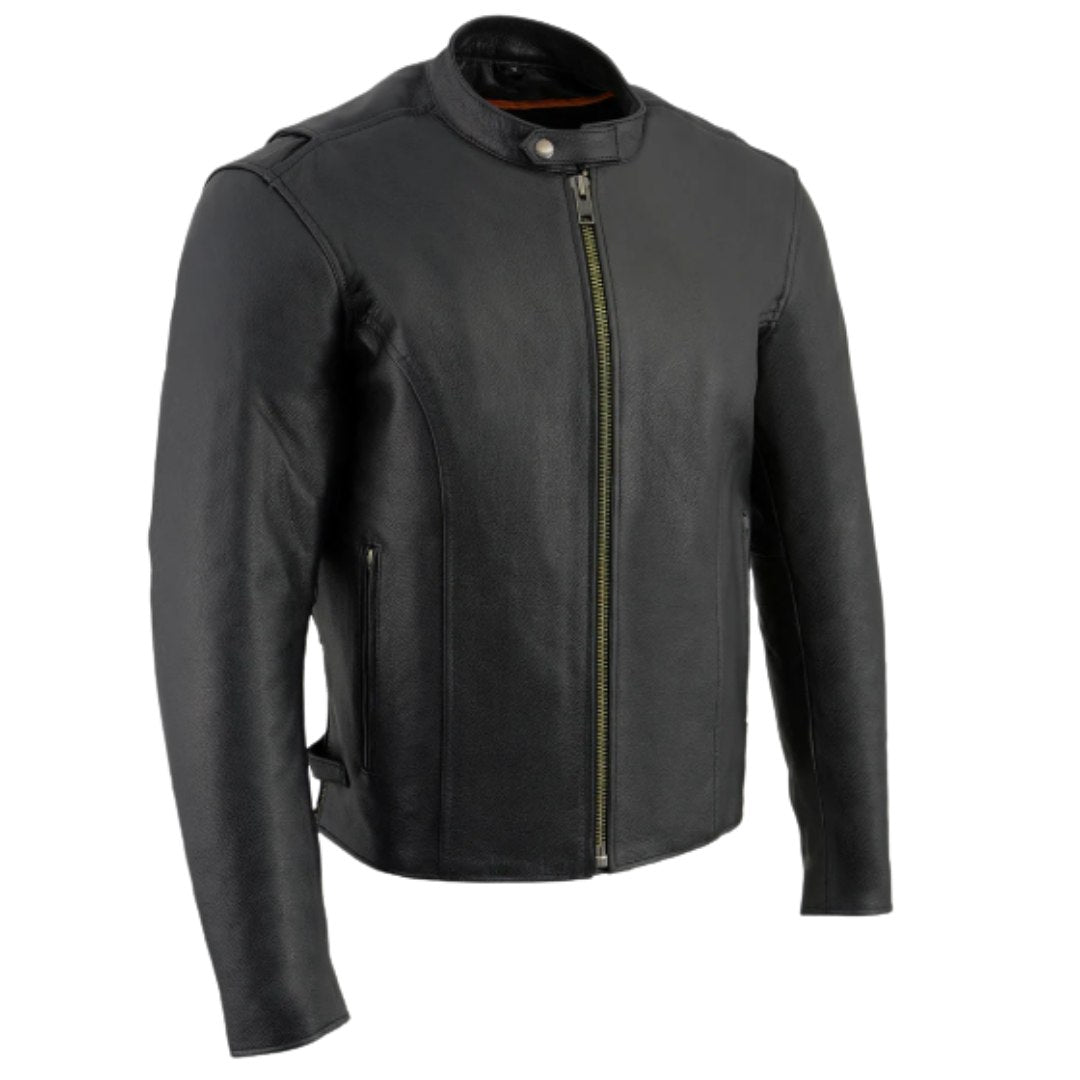 Classic Mens Cafe Style Leather Jacket