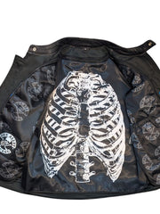 Load image into Gallery viewer, Skeleton Bones White on Black Leather Jacket
