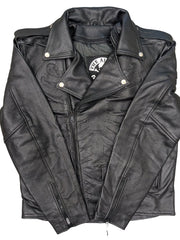 Load image into Gallery viewer, Skeleton Bones Black on Black Classic Style Leather Jacket Front | The Alley
