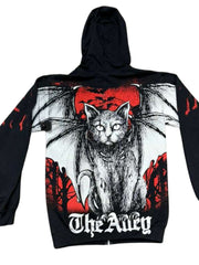 Load image into Gallery viewer, Monster Print Black Cat Hoodie
