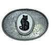 Black Cat Ornate Oval Belt Buckle