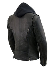 Load image into Gallery viewer, Ryman Womens Classic Leather Jacket with Removable Hoodie
