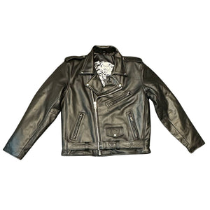 Classic Mens Leather Jacket with Bones Liner