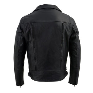 Terminator Mens Leather Motorcycle Jacket With Utility Pockets