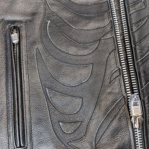 Mens Black Skeleton Bones Jacket Style Vest