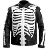 Skeleton Bones White on Black Leather Jacket