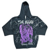 Monster Print Purple Dragon Zip Up Hoodie