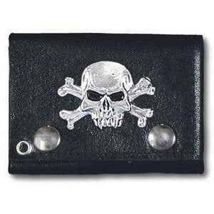 Skull and Crossbones Tri-fold Biker Wallet - The Alley Chicago