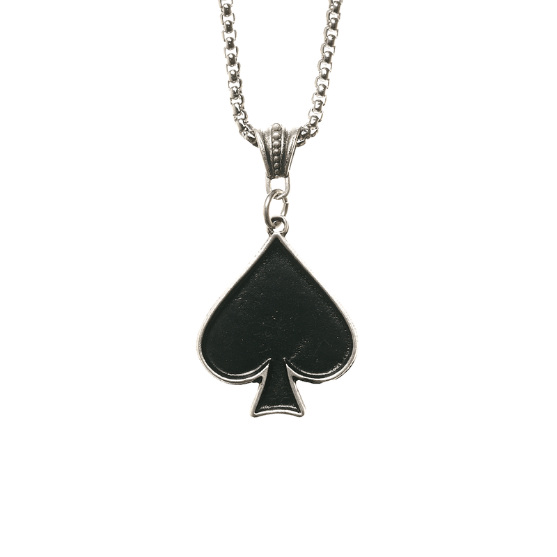 Ace | Silver-tone Black Ace Pair Double Pendant Necklace | In stock! |  Seizmont
