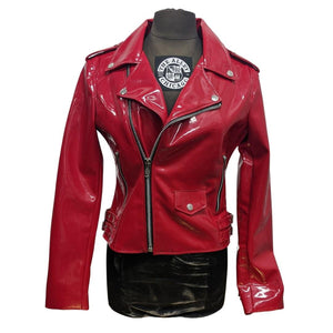 Amber Womens Vegan Wet Look Red Jacket - The Alley Chicago