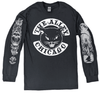 Black Cat Tshirt with Printed Long Sleeves