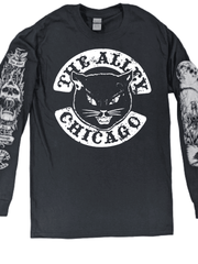 Load image into Gallery viewer, Black Cat Tshirt with Printed Long Sleeves - The Alley Chicago
