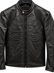 Load image into Gallery viewer, Skeleton Bones Black on Black Leather Jacket
