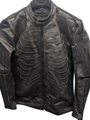 Load image into Gallery viewer, Skeleton Bones Black on Black Leather Jacket
