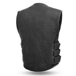 Commando SWAT Style Mens Black Leather Vest