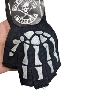 Fingerless Cloth White on Black Skeleton Gloves - The Alley Chicago