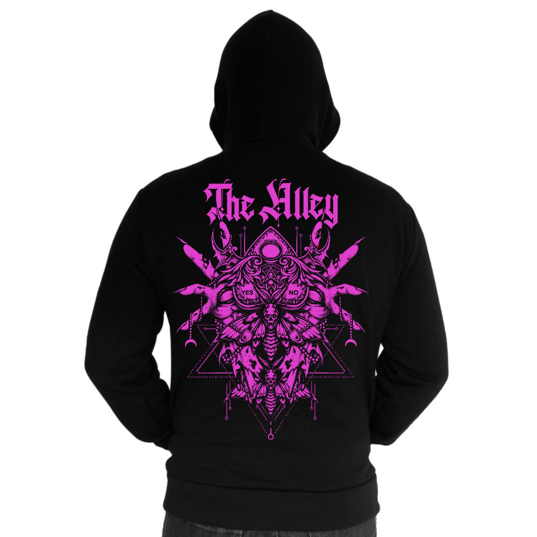 Gothic Ouija Moth Hoodie with Printed Sleeves - The Alley Chicago
